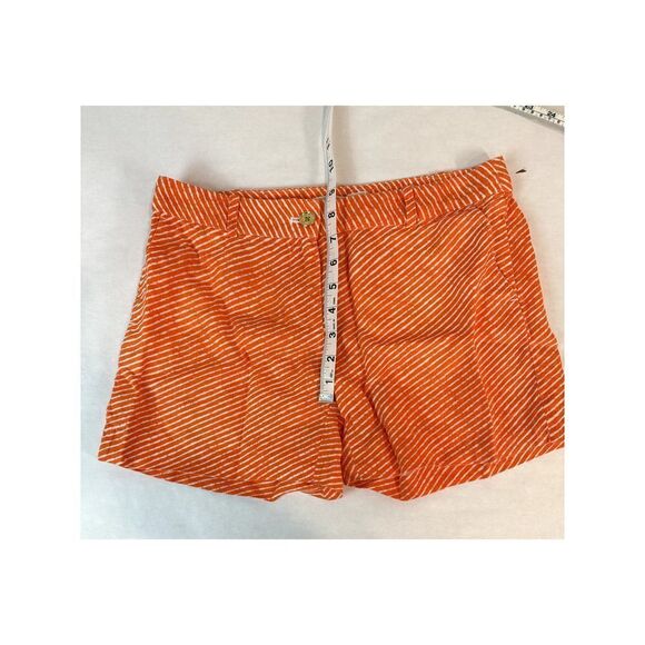 Michael Kors Orange Striped Dress Shorts 100% Linen-- Size 4 - Picture 3 of 9